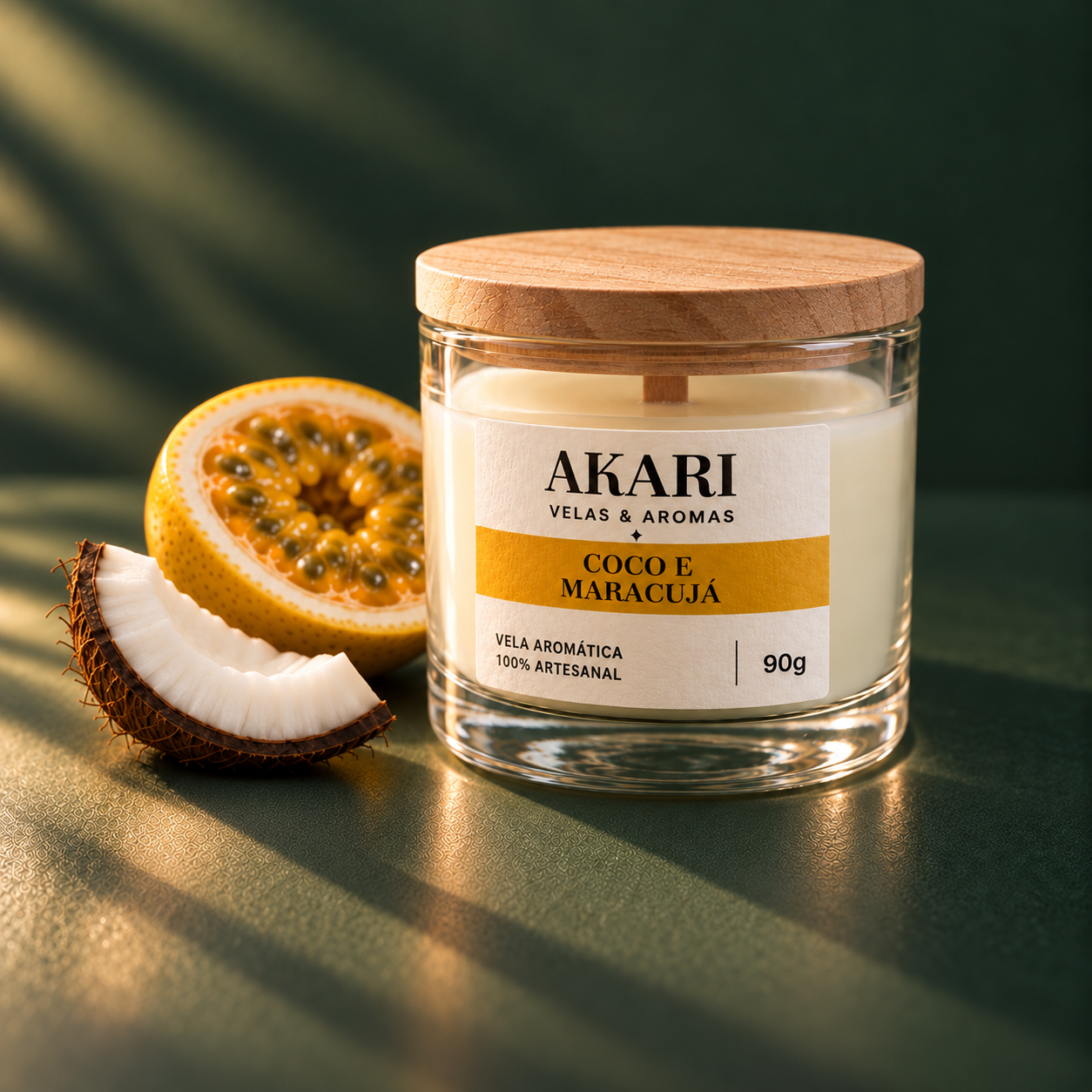 Coco e Maracujá — Vela em vidro · 90 g
