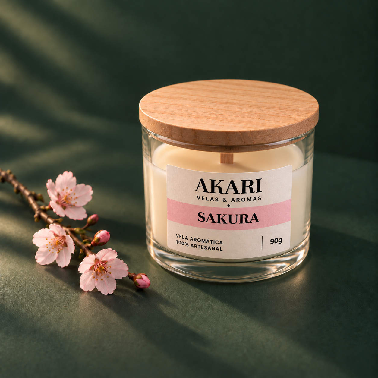 Vela Sakura com delicadas flores rosadas